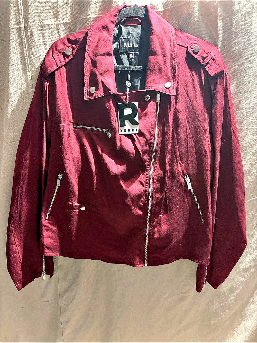 Rebel Moto Jacket in burgundy Size 2X NWT